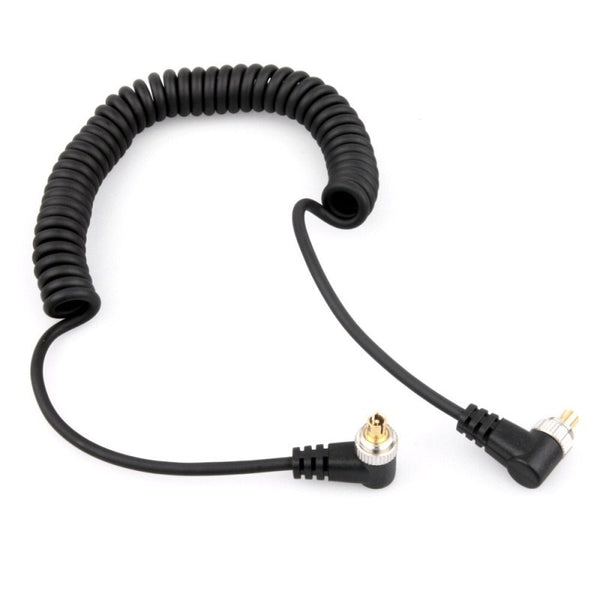 BY-110 30-100cm Spring Cable Male to Male PC to PC Sync Cable Cord for Flash Speedlite
