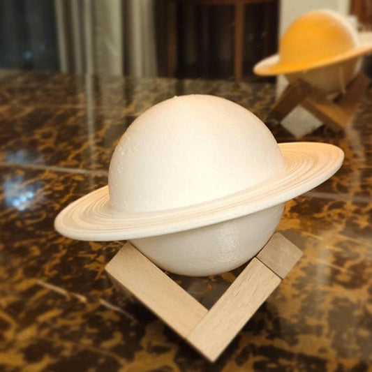 15cm Saturn Lamp with Wood Stand 16 Colors LED 3D Print Decor USB Rechargeable Remote & Touch Control Nursery Night Light