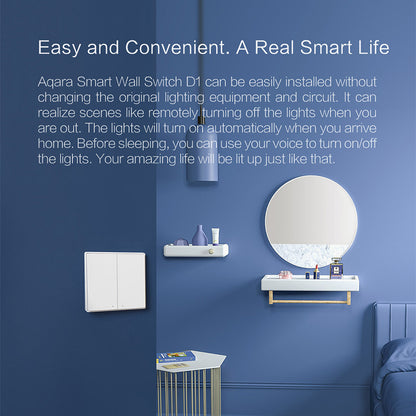 XIAOMIYOU QBKG25LM Aqara Wall Switch D1 3 Key Single Line Fire Wire ZigBee Smart Wireless Key Light Remote Control