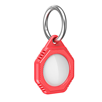 Rhombus Carbon Fiber Texture Anti-Lost Protective Silicone Case with Ring Buckle for Apple AirTag Bluetooth Locator