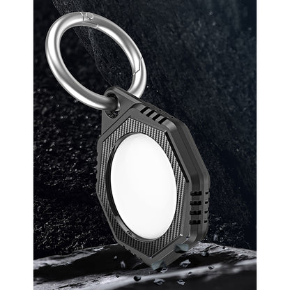 Rhombus Carbon Fiber Texture Anti-Lost Protective Silicone Case with Ring Buckle for Apple AirTag Bluetooth Locator