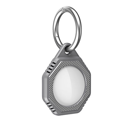 Rhombus Carbon Fiber Texture Anti-Lost Protective Silicone Case with Ring Buckle for Apple AirTag Bluetooth Locator