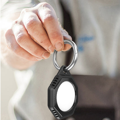 Rhombus Carbon Fiber Texture Anti-Lost Protective Silicone Case with Ring Buckle for Apple AirTag Bluetooth Locator