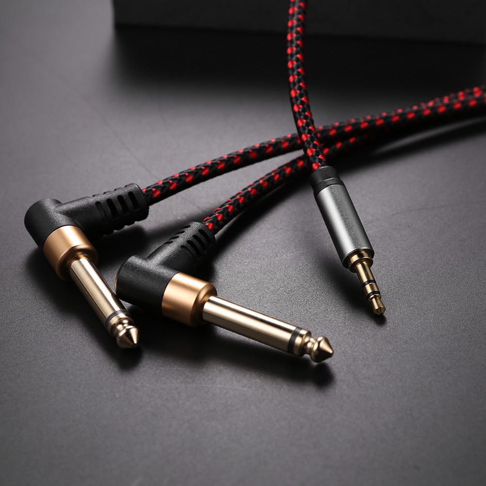 2m JY-02 3.5mm to 2*6.35mm 90 Degree Male to Male AUX Splitter Audio Cord