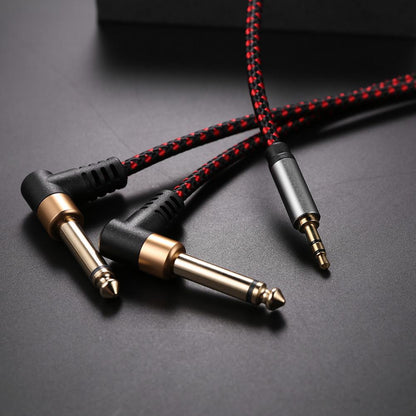 2m JY-02 3.5mm to 2*6.35mm 90 Degree Male to Male AUX Splitter Audio Cord