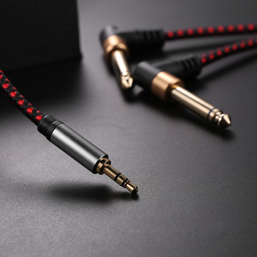 2m JY-02 3.5mm to 2*6.35mm 90 Degree Male to Male AUX Splitter Audio Cord