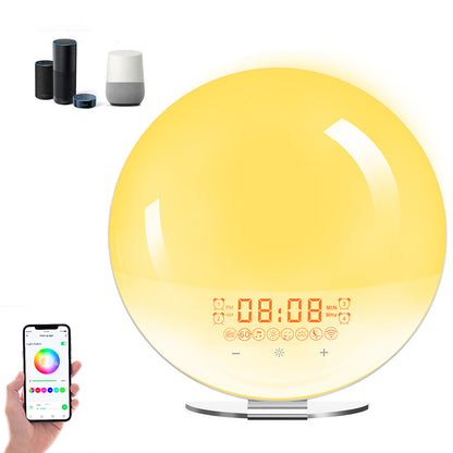 SH-02S Sunrise Sunset Simulation Smart WiFi Wake Up Light App Voice Control Alarm Clock FM Radio Bedside Lamp