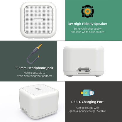 LIELONGREN F0076 Portable White Noise Alarm Clock Multi-functional Mini Alarm Clock for Home Office