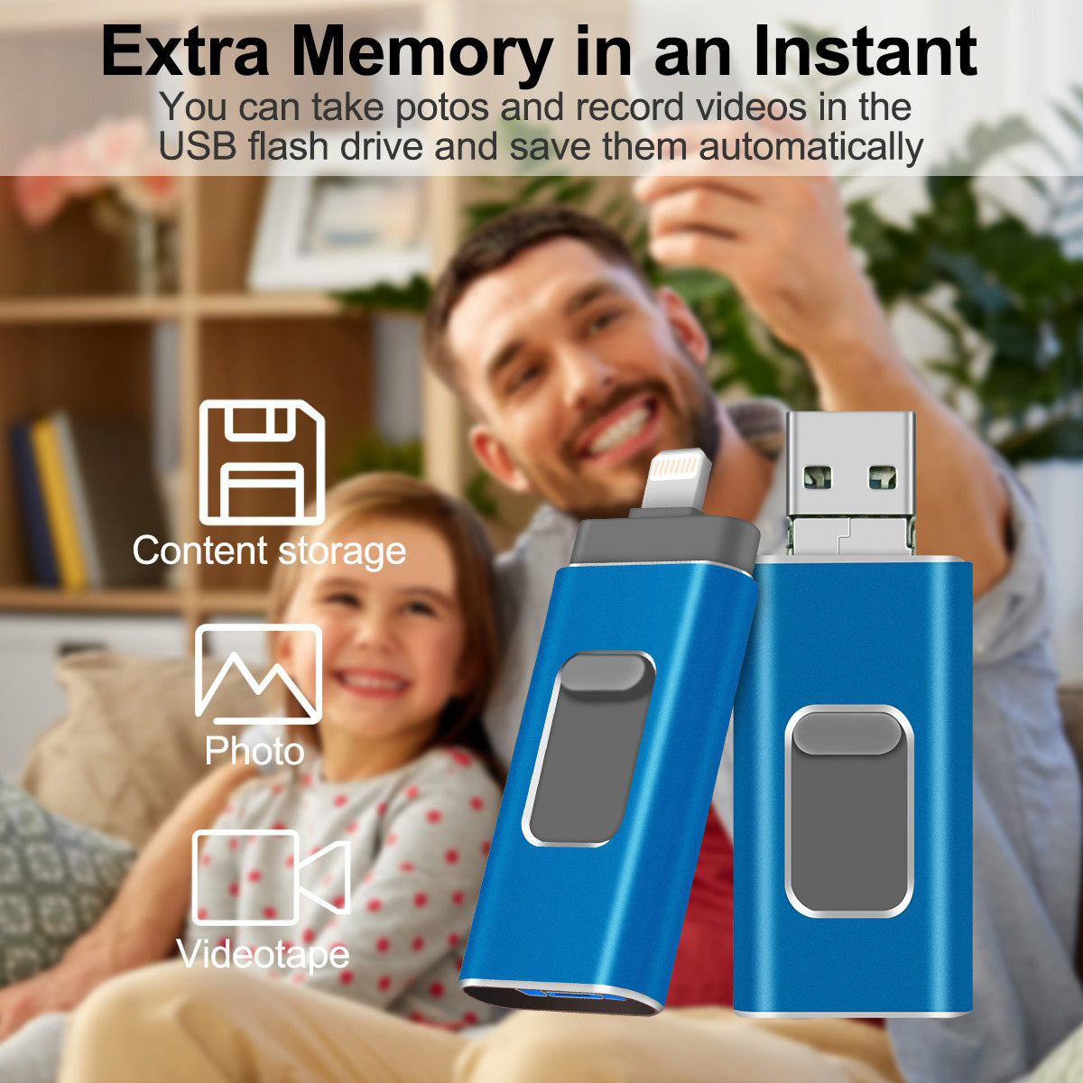 RICHWELL R-01B 256GB USB 3.0 Flash Drive USB Memory Stick External Storage Thumb Drive Photo Stick for iPhone Android PC