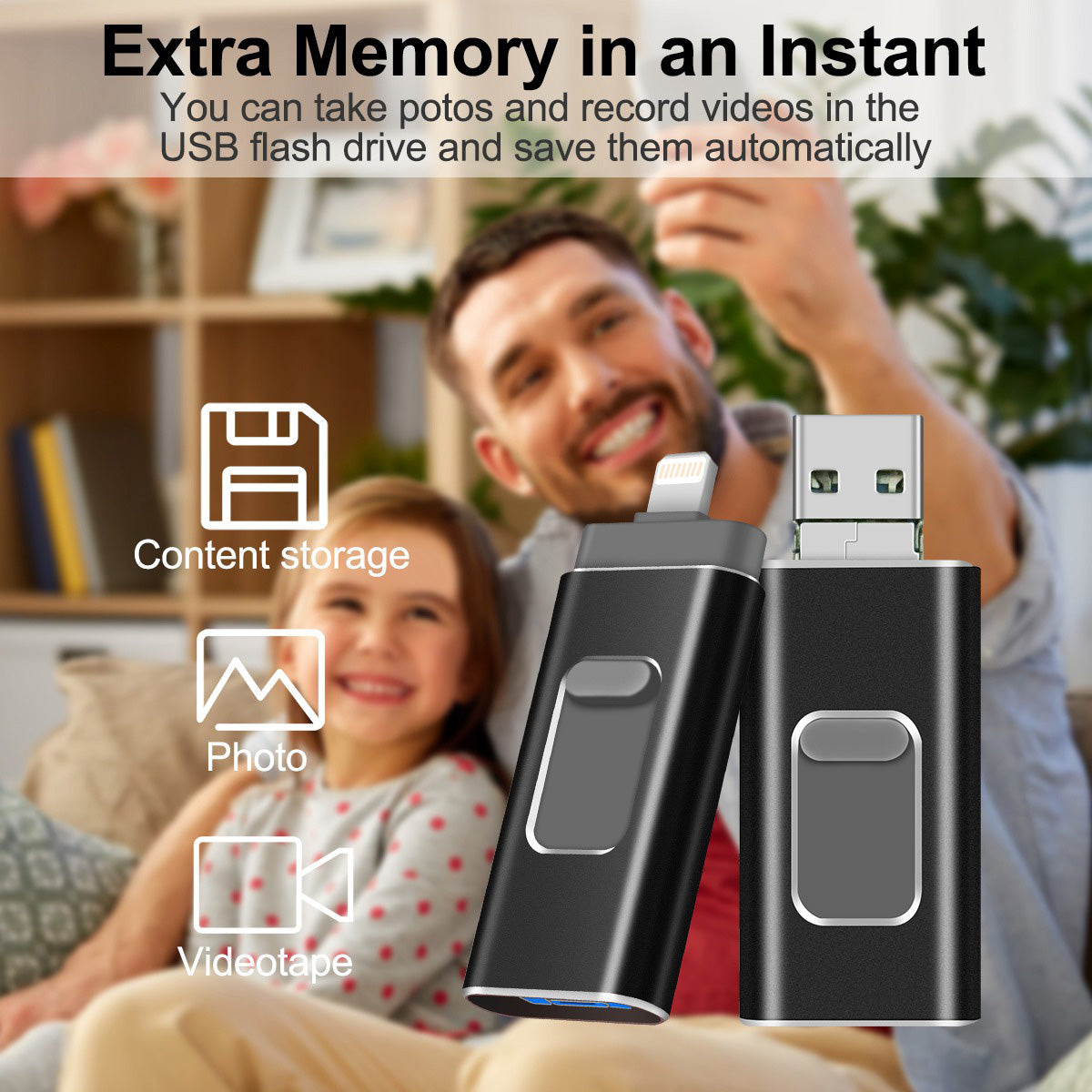 RICHWELL R-01B 256GB USB 3.0 Flash Drive USB Memory Stick External Storage Thumb Drive Photo Stick for iPhone Android PC