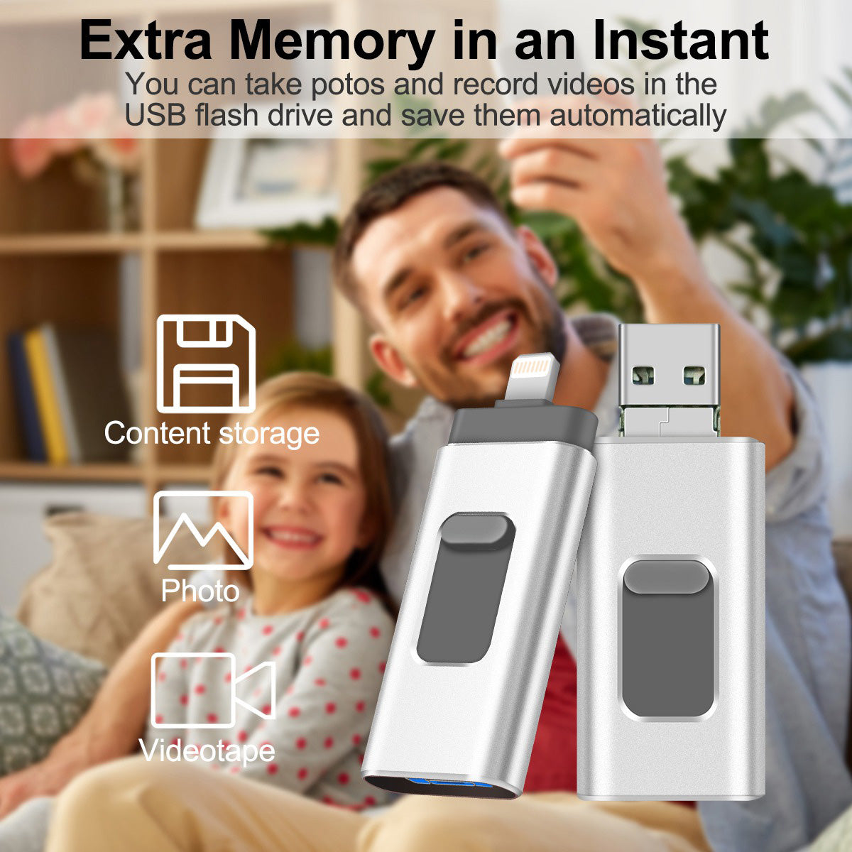 RICHWELL R-01B 256GB USB 3.0 Flash Drive USB Memory Stick External Storage Thumb Drive Photo Stick for iPhone Android PC