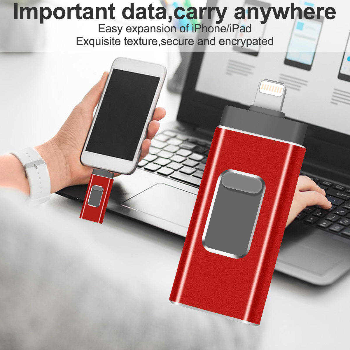 RICHWELL R-01B 256GB USB 3.0 Flash Drive USB Memory Stick External Storage Thumb Drive Photo Stick for iPhone Android PC