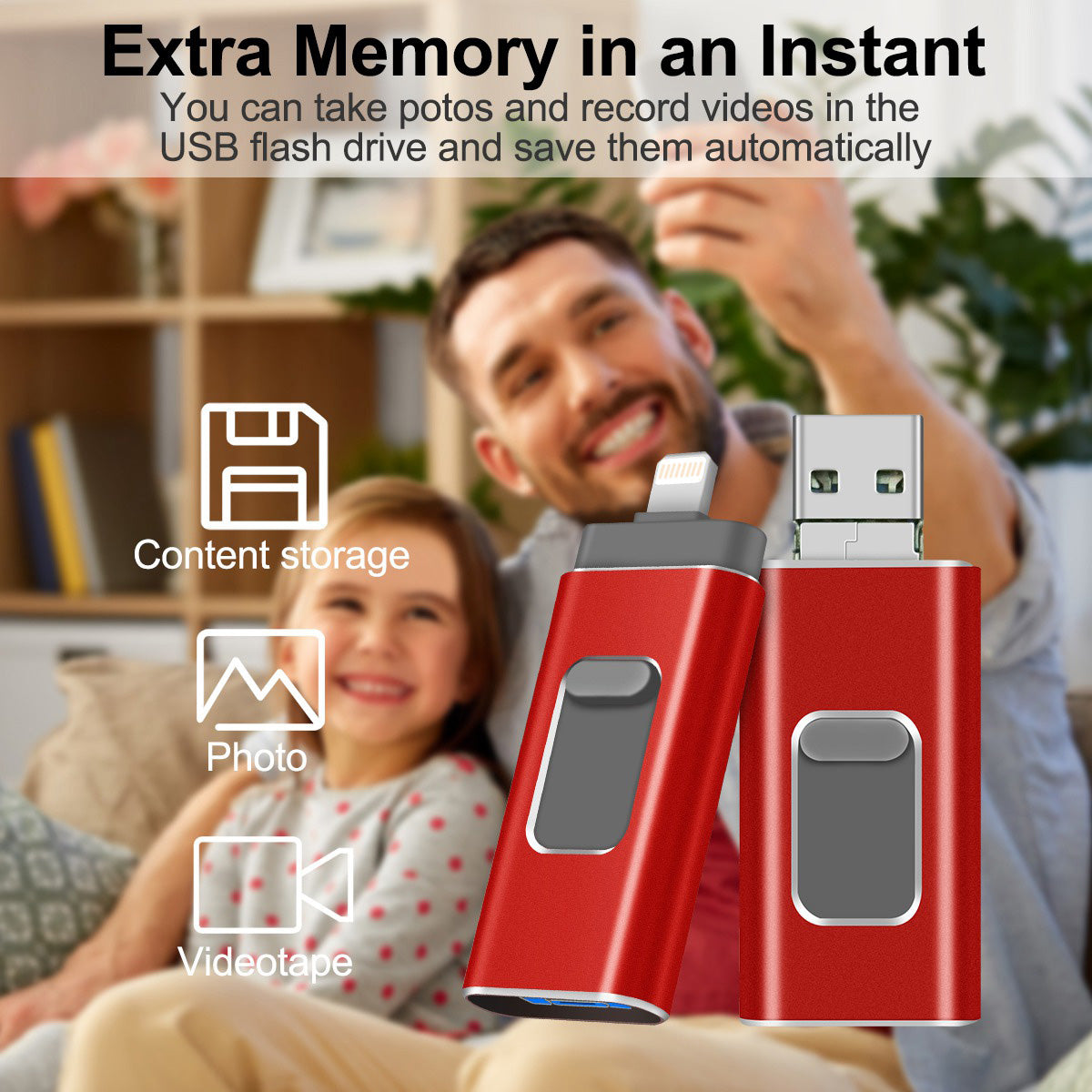 RICHWELL R-01B 256GB USB 3.0 Flash Drive USB Memory Stick External Storage Thumb Drive Photo Stick for iPhone Android PC