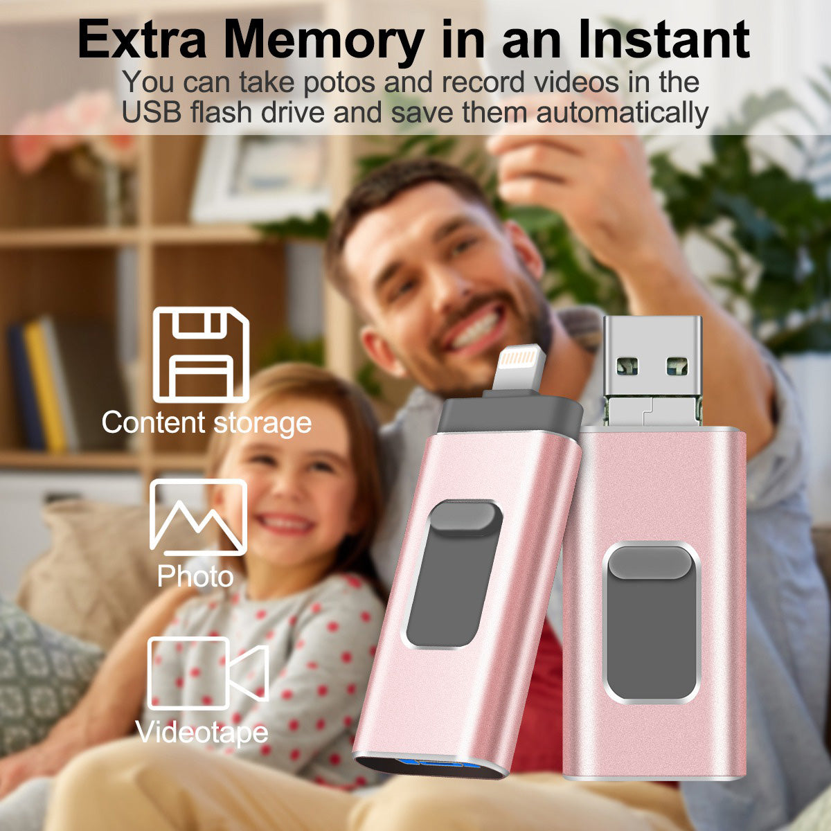 RICHWELL R-01B 256GB USB 3.0 Flash Drive USB Memory Stick External Storage Thumb Drive Photo Stick for iPhone Android PC
