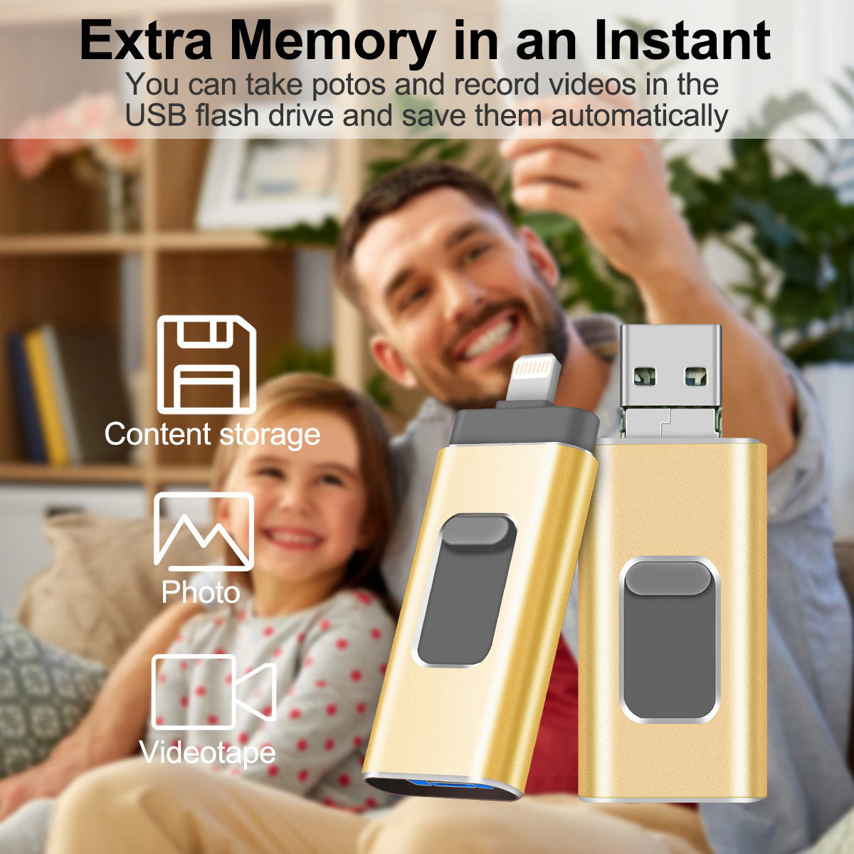 RICHWELL R-01B 256GB USB 3.0 Flash Drive USB Memory Stick External Storage Thumb Drive Photo Stick for iPhone Android PC