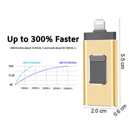 RICHWELL R-01B 256GB USB 3.0 Flash Drive USB Memory Stick External Storage Thumb Drive Photo Stick for iPhone Android PC