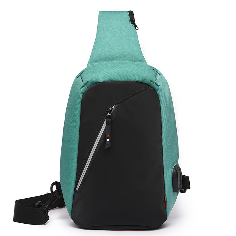 ZZRS 6029 Oxford Cloth Men's Sling Bag with USB Charging Port and 3.5mm Audio Jack, Chest Bag Crossbody Daypack for Hiking, Cycling, Travel, Work