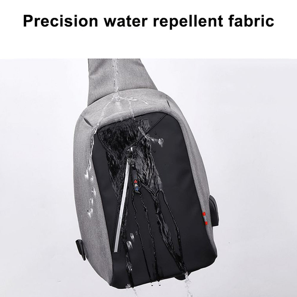 ZZRS 6029 Oxford Cloth Men's Sling Bag with USB Charging Port and 3.5mm Audio Jack, Chest Bag Crossbody Daypack for Hiking, Cycling, Travel, Work