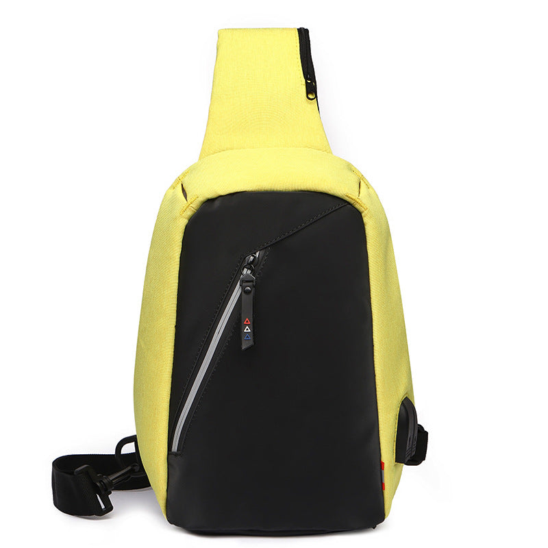ZZRS 6029 Oxford Cloth Men's Sling Bag with USB Charging Port and 3.5mm Audio Jack, Chest Bag Crossbody Daypack for Hiking, Cycling, Travel, Work