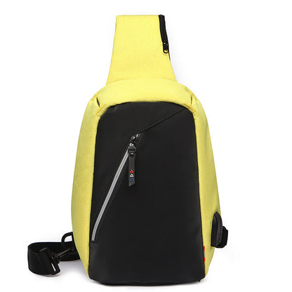 ZZRS 6029 Oxford Cloth Men's Sling Bag with USB Charging Port and 3.5mm Audio Jack, Chest Bag Crossbody Daypack for Hiking, Cycling, Travel, Work