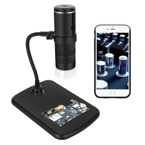 F210 WiFi Portable Digital Microscope 50-1000X Magnification Mini Wireless Microscope with Holder / Base for Beauty Therapy, Circuit Soldering