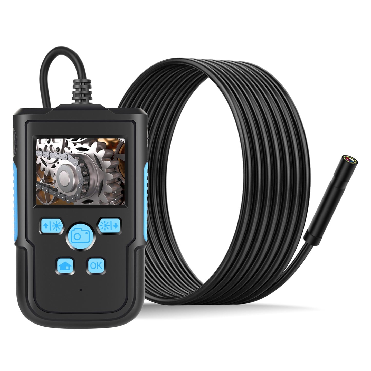 P60B 5m Hard Wire 2.4&#39;&#39; IPS Screen Display Industrial Endoscope HD 1080P 8mm Lens 8-LED Inspection Camera