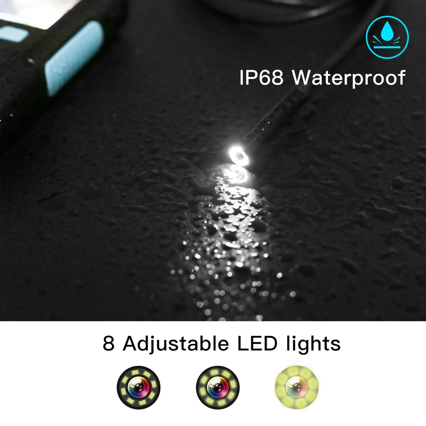 P60B 5m Hard Wire 2.4" IPS Screen Display Industrial Endoscope HD 1080P 8mm Lens 8-LED Inspection Camera