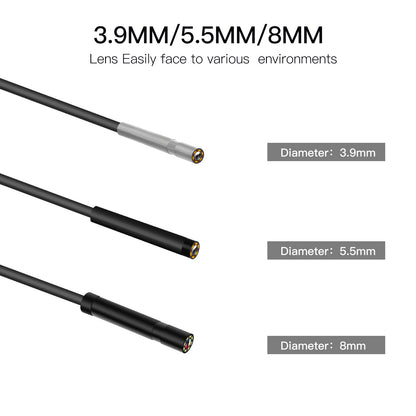 P60B 5m Hard Wire 2.4" IPS Screen Display Industrial Endoscope HD 1080P 8mm Lens 8-LED Inspection Camera