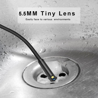P50 10m Hard Wire 5.5mm Dual Lens Portable 4.5 inch Screen HD 1080P Industrial Endoscope Rechargeable Waterproof Pipe Inspection Camera
