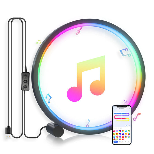RGB LED Smart Ring Light Gaming Night Light Ambiance Music Sync Kit Backlight (APP Control+Wired Control+Remote Control)