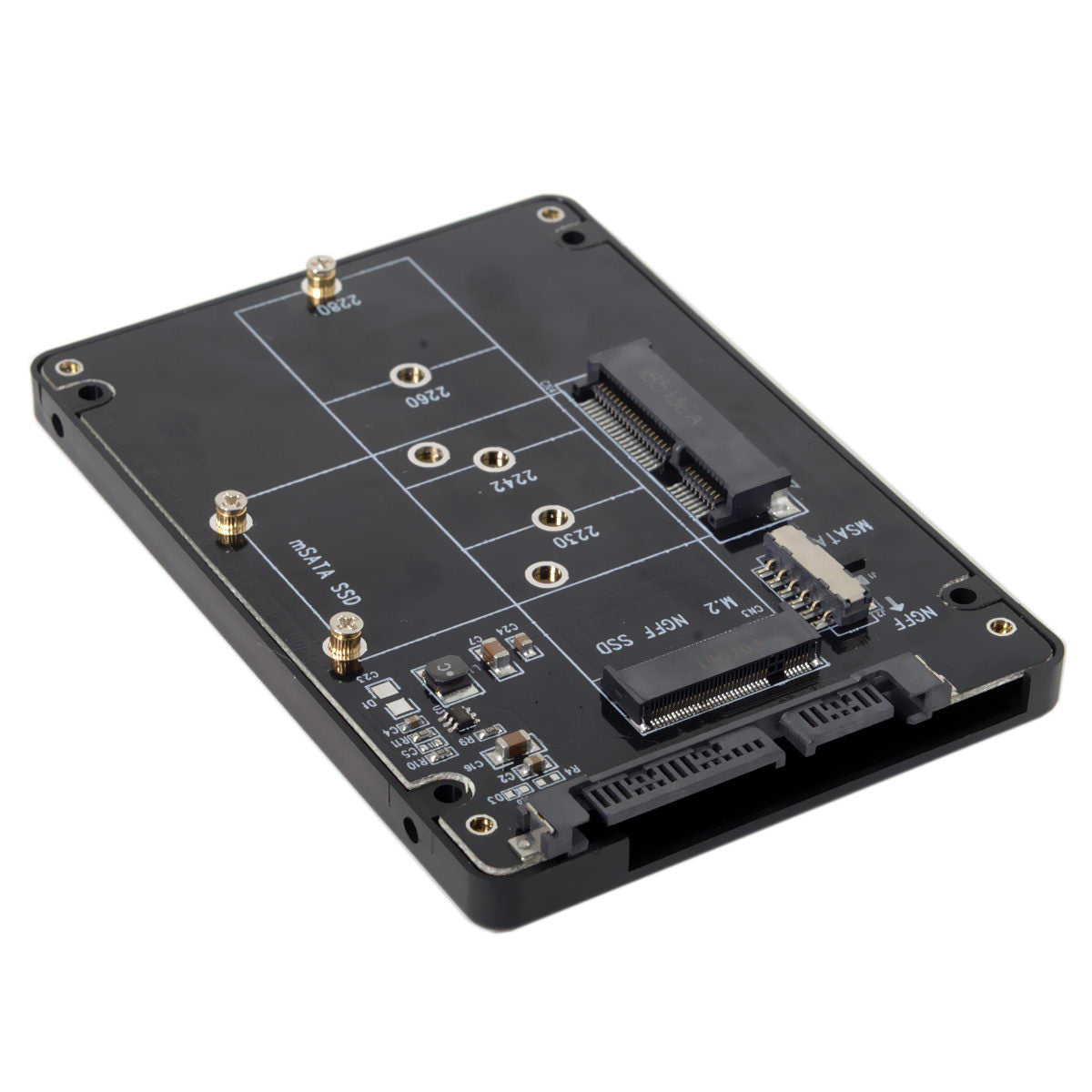 2-in-1 Combo M.2 NGFF B-key &amp; mSATA SSD to SATA 3.0 Adapter Converter Case Enclosure