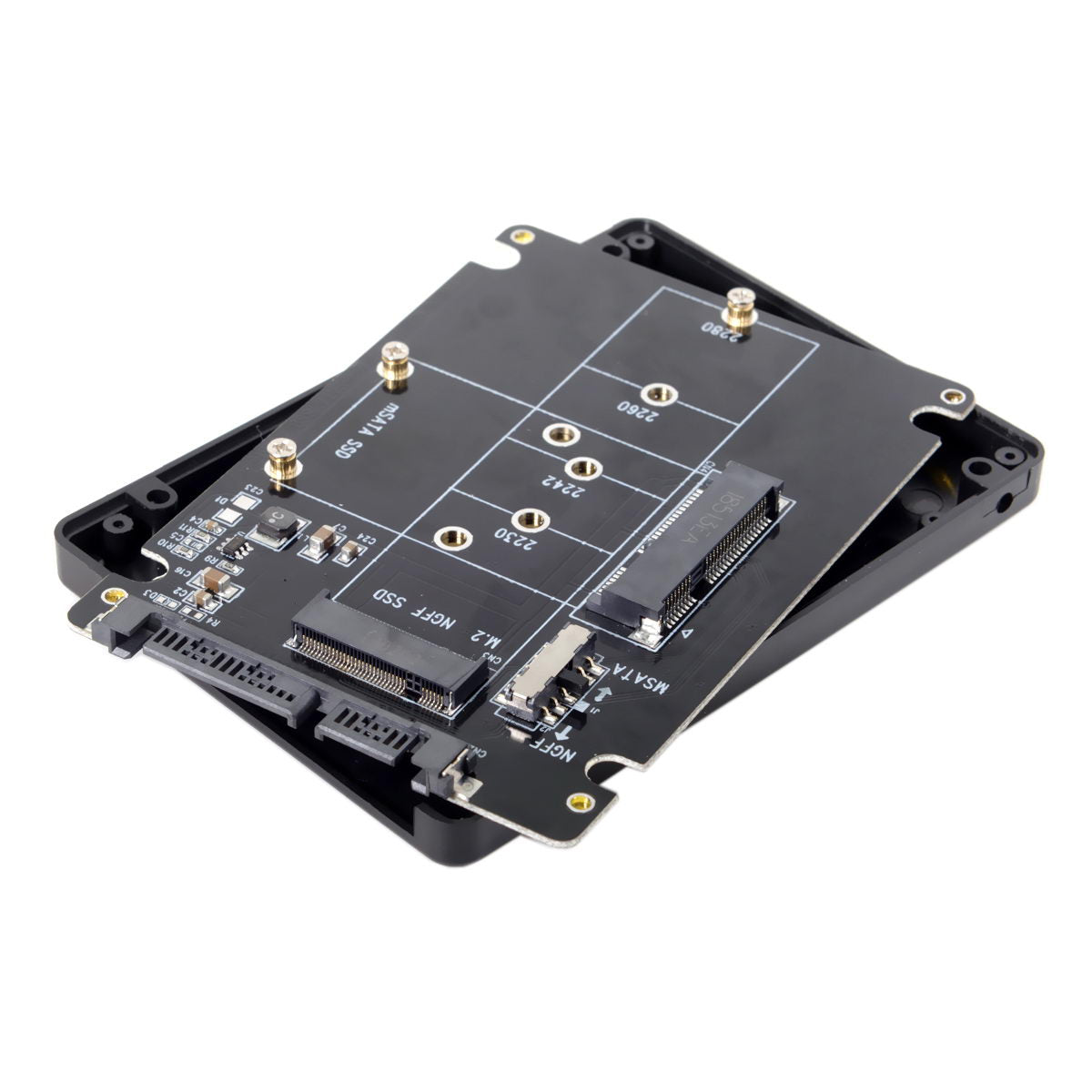 2-in-1 Combo M.2 NGFF B-key & mSATA SSD to SATA 3.0 Adapter Converter Case Enclosure