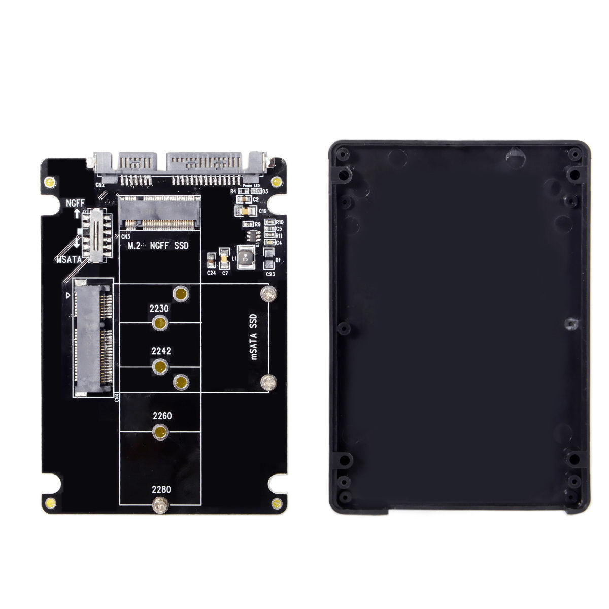 2-in-1 Combo M.2 NGFF B-key & mSATA SSD to SATA 3.0 Adapter Converter Case Enclosure