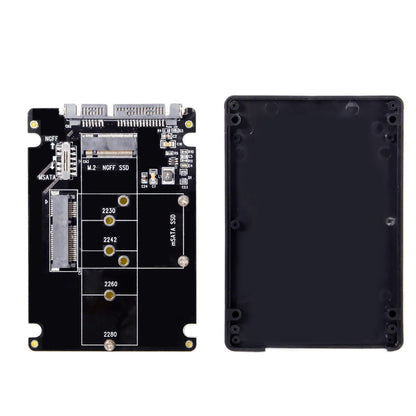 2-in-1 Combo M.2 NGFF B-key & mSATA SSD to SATA 3.0 Adapter Converter Case Enclosure