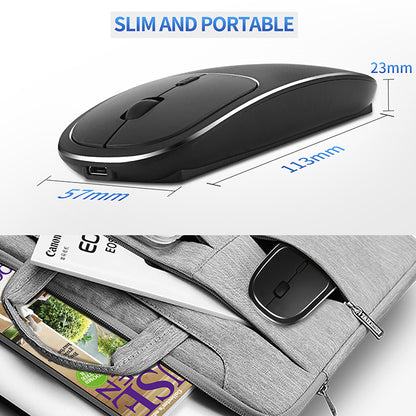 2.4G Wireless Optical Mouse Rechargeable Aluminium Alloy Mice with Type-C Adapter for Desktop Computer Office Laptop