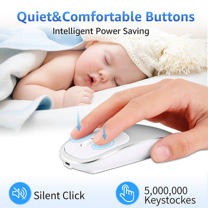 2.4G Wireless Optical Mouse Rechargeable Aluminium Alloy Mice with Type-C Adapter for Desktop Computer Office Laptop