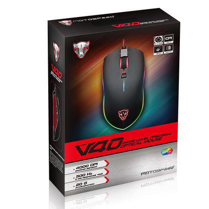 MOTOSPEED V40 4000 DPI 6 Buttons Wired USB Gaming Mouse with LED Backlit