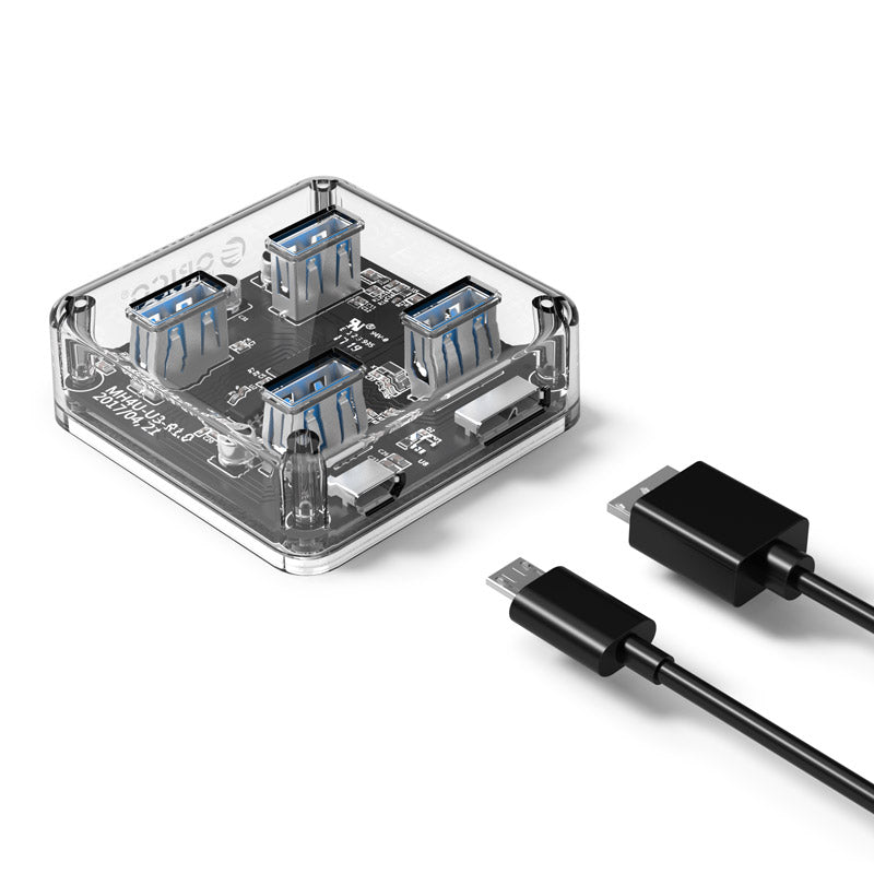 ORICO Mini 4 Ports USB3.0 Hub with Micro USB Port Support Offline Power, Cable Length: 100cm (MH4U-U3-10)