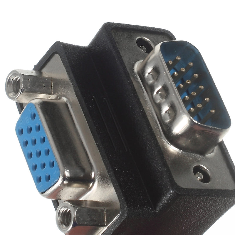 270-Degree Right Angled 15Pin VGA Male to Female Adapter