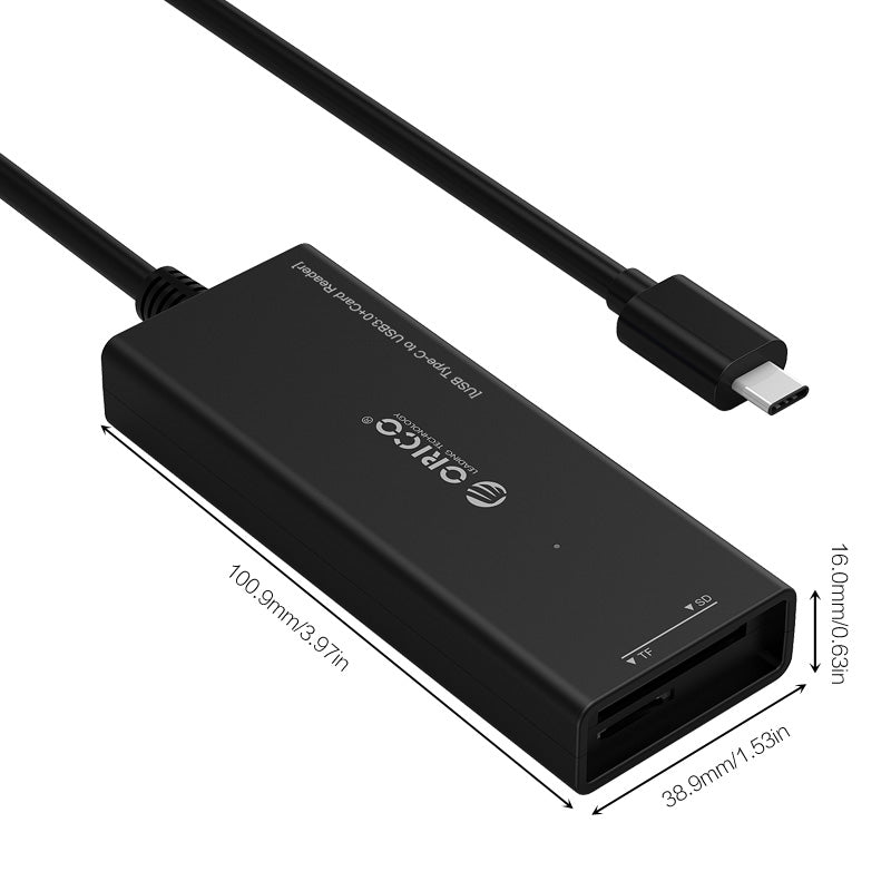 ORICO CH3SF-BK Superspeed USB3.0 Type-C to 3 USB Ports Hub with TF/SD Memory Card Slots for Macbook, Type-C Device