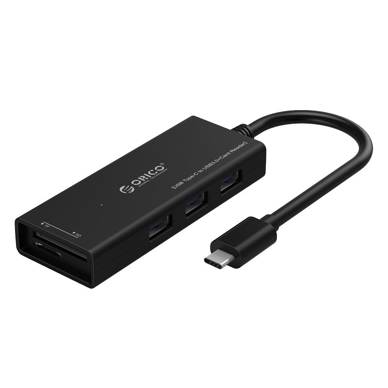 ORICO CH3SF-BK Superspeed USB3.0 Type-C to 3 USB Ports Hub with TF/SD Memory Card Slots for Macbook, Type-C Device