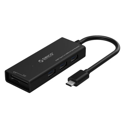ORICO CH3SF-BK Superspeed USB3.0 Type-C to 3 USB Ports Hub with TF/SD Memory Card Slots for Macbook, Type-C Device