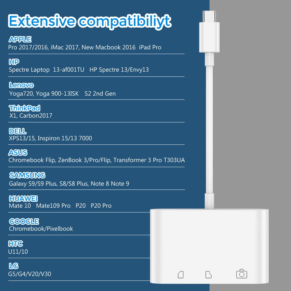 Type-C to SD/TF Card Reader USB OTG Hub Adapter