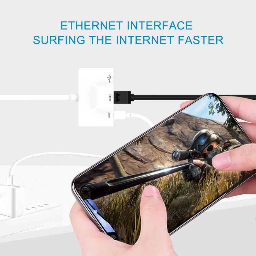Type-C to RJ45 Ethernet OTG Adapter Wired LAN Card  Ethernet USB OTG HUB HD Video Adapter