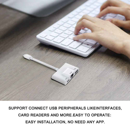 Type-C to RJ45 Ethernet OTG Adapter Wired LAN Card  Ethernet USB OTG HUB HD Video Adapter