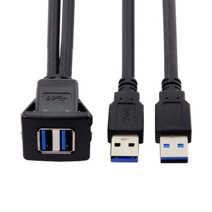 1M Waterproof Dual USB 3.0 Extension Latch Mount Car AUX Cable for Dashboard Panel