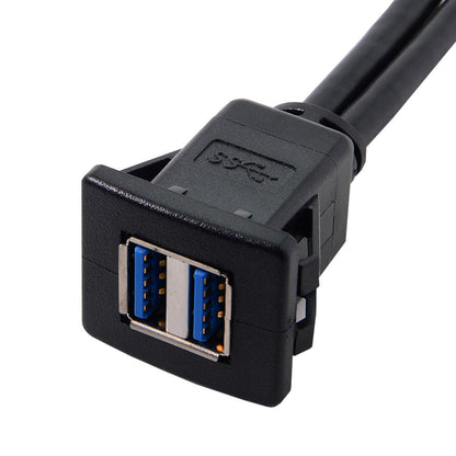1M Waterproof Dual USB 3.0 Extension Latch Mount Car AUX Cable for Dashboard Panel