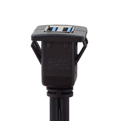 1M Waterproof Dual USB 3.0 Extension Latch Mount Car AUX Cable for Dashboard Panel