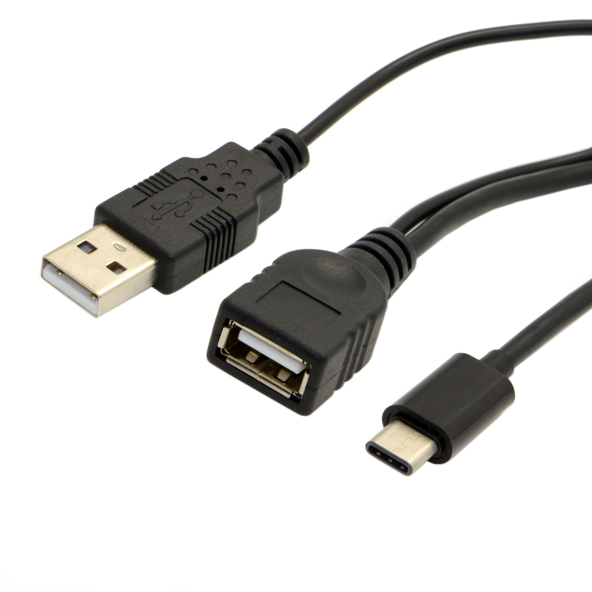 USB 3.1 Type-C to USB 2.0 Female OTG Data Cable with Extral Power - Black