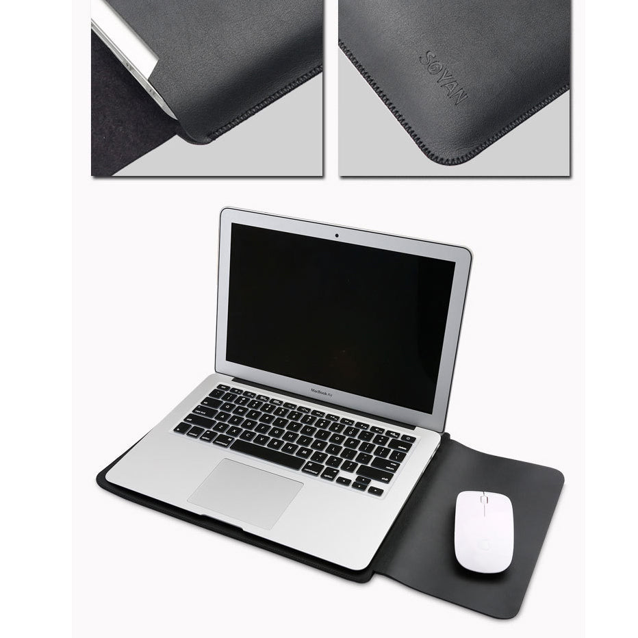 SOYAN Leather Sleeve Pouch with Mouse Pad for MacBook 12-inch with Retina Display (2015)